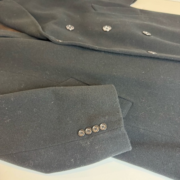 London Fog Men’s Long Wool Coat Black Double Breasted - Picture 13 of 17